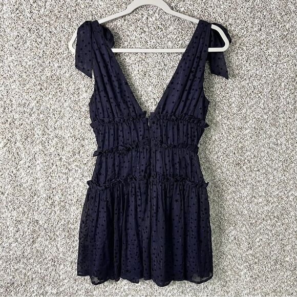 Majorelle Dress Women’s XS Emmalyn Purple/Black Velvet Stars Bow Straps V-Neck - Picture 7 of 11